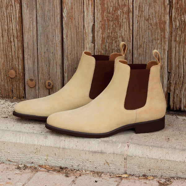Ambrogio 2559 Bespoke Custom Men's Shoes Sand Suede Leather Chelsea Boots (AMB1720)-AmbrogioShoes