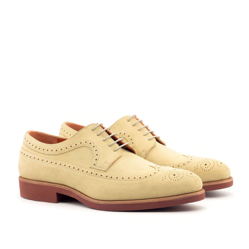 Ambrogio 2704 Bespoke Custom Men's Shoes Sand Suede Leather Longwing Blucher Oxofords (AMB1442)-AmbrogioShoes