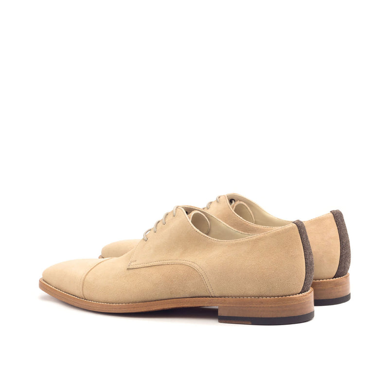 Ambrogio 2613 Bespoke Custom Men's Shoes Taupe & Brown Fabric / Suede Leather Derby Oxfords (AMB1355)-AmbrogioShoes