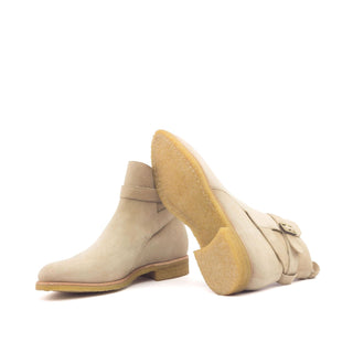 Ambrogio 3039 Bespoke Custom Men's Shoes Taupe Suede Leather Jodhpur Boots (AMB1441)-AmbrogioShoes
