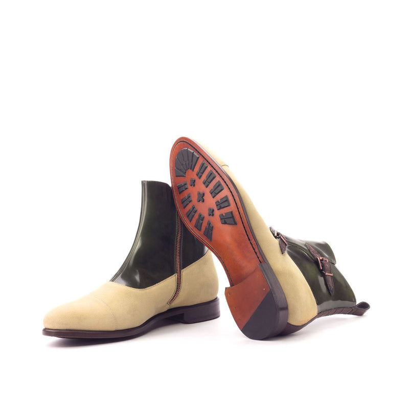 Ambrogio 3109 Bespoke Custom Men's Shoes Three-Tone Crocodile Print / Suede / Polished Calf-Skin Leather Chelsea Boots (AMB1721)-AmbrogioShoes