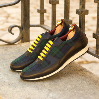 Ambrogio 4317 Bespoke Custom Men's Shoes Three-Tone Fabric / Calf-Skin Leather Corsini Casual Sneakers (AMB1596)-AmbrogioShoes