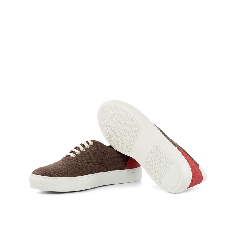 Ambrogio 4347 Bespoke Custom Men's Shoes Three Tone Linen / Suede / Calf-Skin Leather Casual Sneakers (AMB1488)-AmbrogioShoes