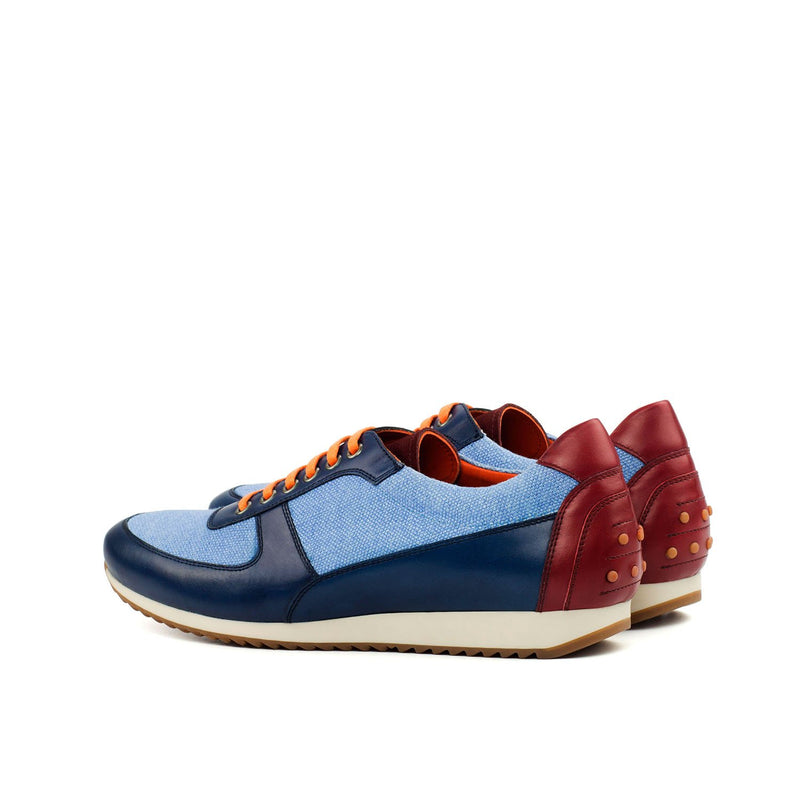 Ambrogio 4351 Bespoke Custom Men's Shoes Three-Tone Linen Suede / Calf-Skin Leather Corsini Casual Sneakers (AMB1598)-AmbrogioShoes