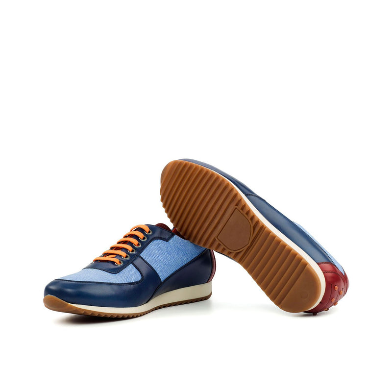 Ambrogio 4351 Bespoke Custom Men's Shoes Three-Tone Linen Suede / Calf-Skin Leather Corsini Casual Sneakers (AMB1598)-AmbrogioShoes