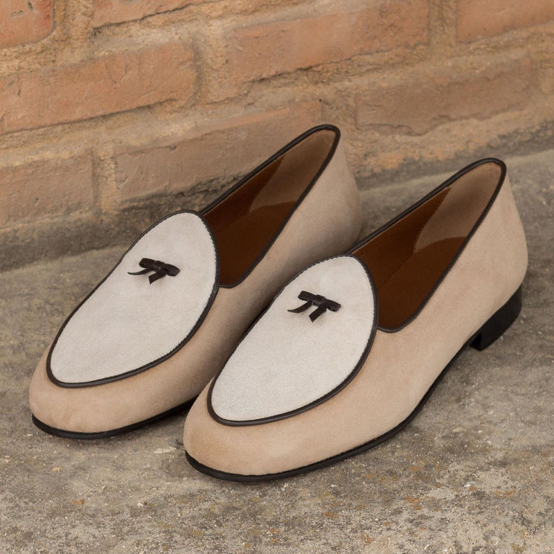 Ambrogio 2095 Bespoke Custom Men's Shoes Three-Tone Suede Leather Belgian Slip-On Loafer (AMB1660)-AmbrogioShoes