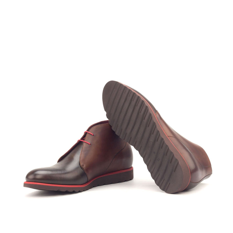 Ambrogio 2955 Bespoke Custom Men's Shoes Two Tone Brown Calf-Skin Leather Chukka Boots (AMB1461)-AmbrogioShoes