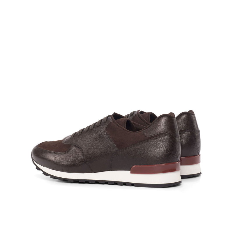 Ambrogio 4475 Bespoke Custom Men's Shoes Two-Tone Brown Suede / Full Grain Calf-Skin Leather Jogger Sneakers (AMB1852)-AmbrogioShoes