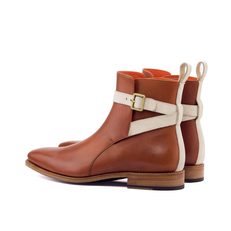 Ambrogio 3303 Bespoke Custom Men's Shoes White & Brown Suede / Calf-Skin Leather Jodhpur Boots (AMB1452)-AmbrogioShoes