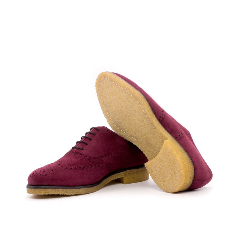 Ambrogio 3571 Bespoke Custom Men's Shoes Wine Suede Leather Brogue Oxfords (AMB1497)-AmbrogioShoes