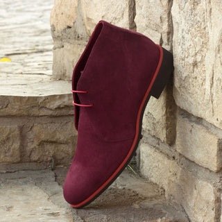 Ambrogio 2379 Bespoke Custom Men's Shoes Wine Suede Leather Chukka Boots (AMB1460)-AmbrogioShoes