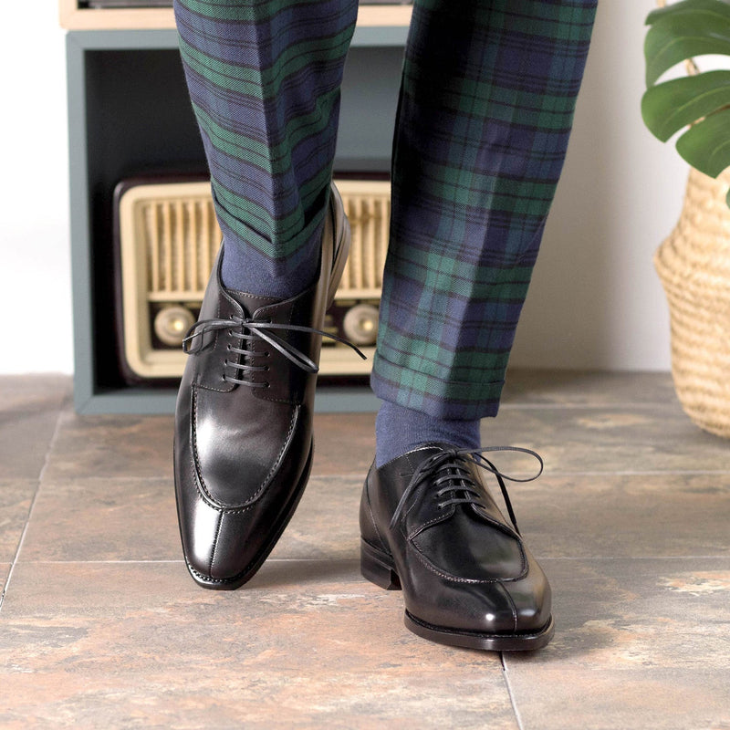 Ambrogio Bespoke Men's Shoes Black Calf-Skin Leather Derby Split-Toe O –  AmbrogioShoes