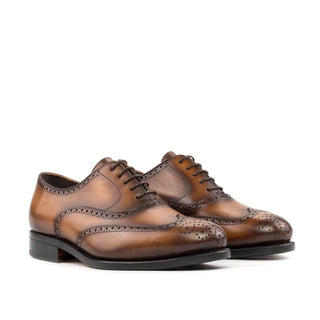 Ambrogio Bespoke Men's Shoes Brown Calf-Skin Leather Full Brogue Oxfords (AMB2324)-AmbrogioShoes