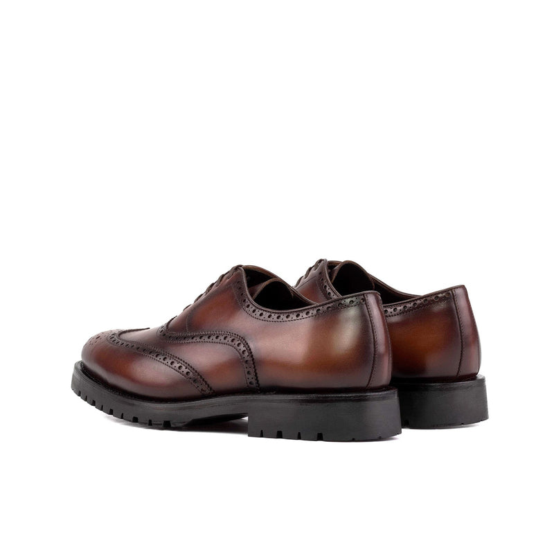 Ambrogio Bespoke Men's Shoes Brown Calf-Skin Leather Wingtip Oxfords (AMB2404)-AmbrogioShoes