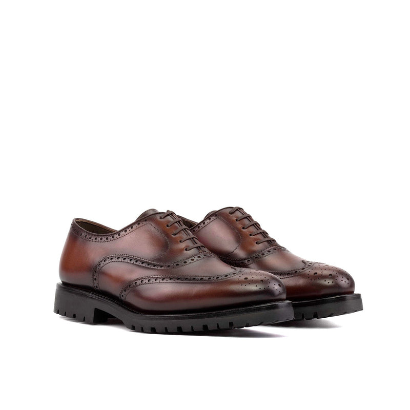 Ambrogio Bespoke Men's Shoes Brown Calf-Skin Leather Wingtip Oxfords (AMB2404)-AmbrogioShoes