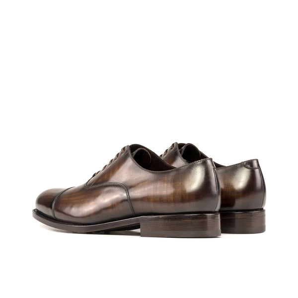 Ambrogio Bespoke Men's Shoes Brown Patina Leather Oxfords (AMB2319)-AmbrogioShoes
