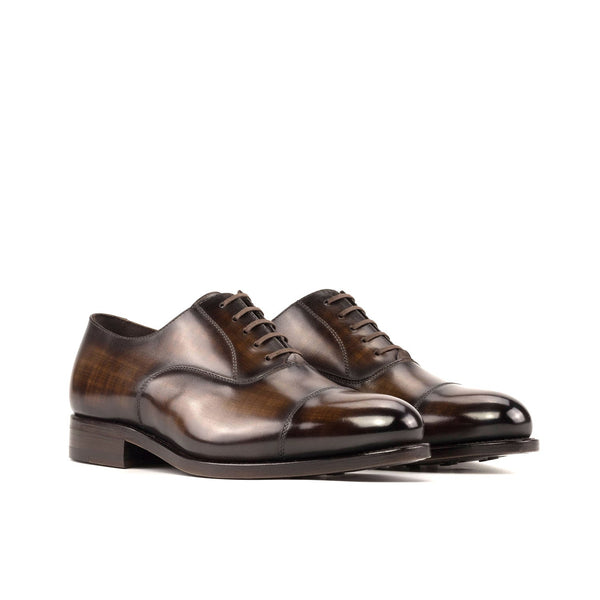 Ambrogio Bespoke Men's Shoes Brown Patina Leather Oxfords (AMB2319)-AmbrogioShoes