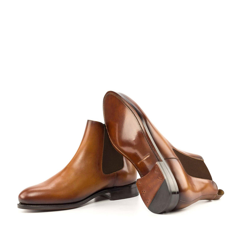 Ambrogio Bespoke Men's Shoes Cognac Calf-Skin Leather Chelsea Boots (AMB2257)-AmbrogioShoes