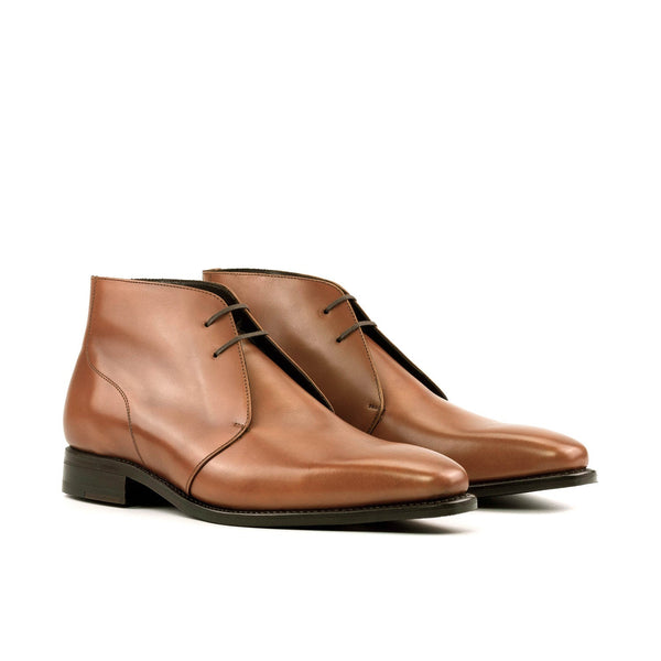 Ambrogio Bespoke Men's Shoes Cognac Calf-Skin Leather Chukka Boots (AMB2292)-AmbrogioShoes