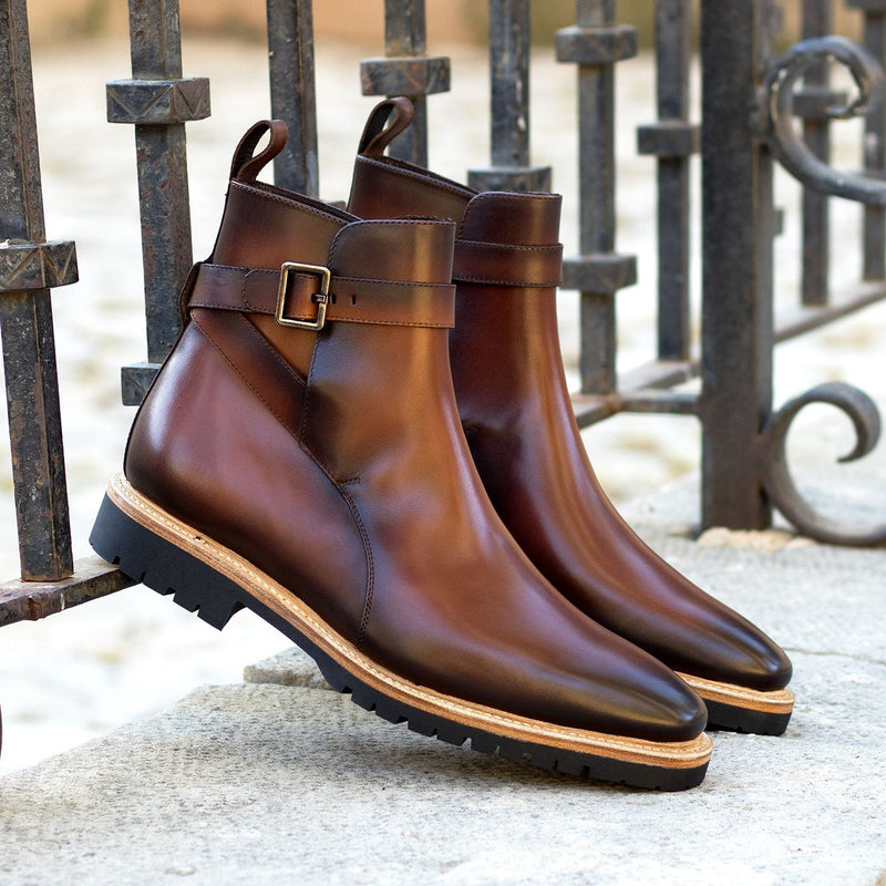 Ambrogio Bespoke Men's Shoes Cognac Calf-Skin Leather Jodhpur Boots (AMB2415)-AmbrogioShoes