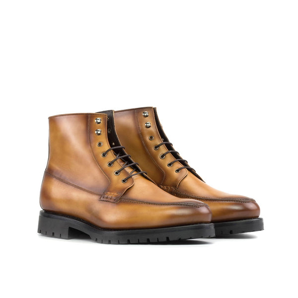 Ambrogio Bespoke Men's Shoes Cognac Calf-Skin Leather Moccasin Boots (AMB2412)-AmbrogioShoes