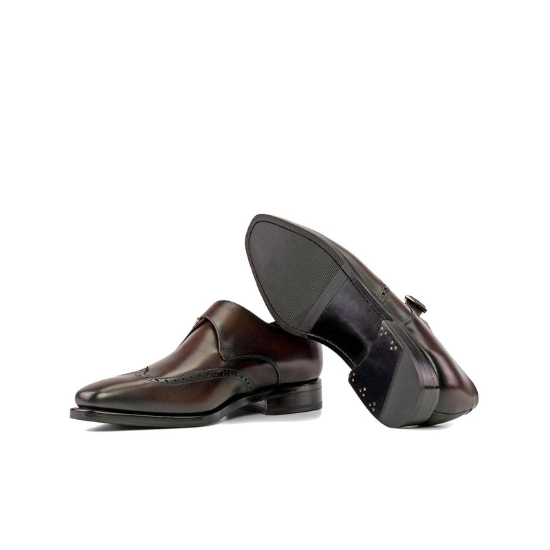 Ambrogio Bespoke Men's Shoes Dark Brown Calf-Skin Leather Monk-Strap Loafers (AMB2322)-AmbrogioShoes
