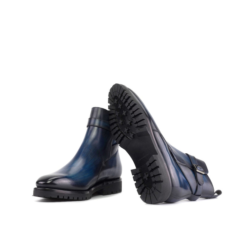 Ambrogio Bespoke Men's Shoes Denim Patina Leather Jodhpur Boots (AMB2390)-AmbrogioShoes