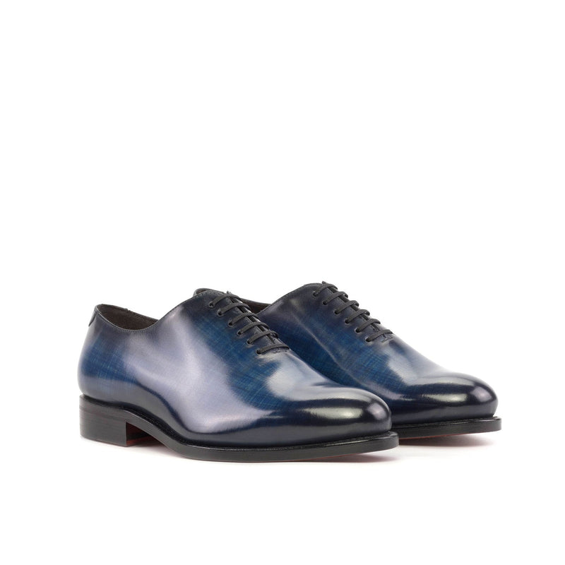 Ambrogio Bespoke Men's Shoes Denim Patina Leather Wholecut Oxfords (AMB2315)-AmbrogioShoes