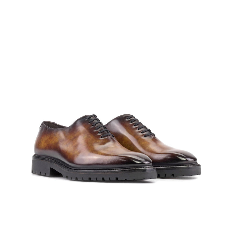 Ambrogio Bespoke Men's Shoes Fire Patina Leather Wholecut Oxfords (AMB2406)-AmbrogioShoes