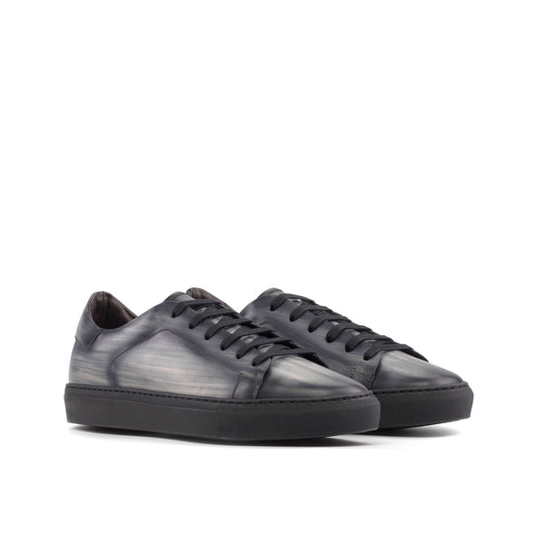 Ambrogio Bespoke Men's Shoes Gray Patina Leather Trainer Sneakers (AMB2398)-AmbrogioShoes