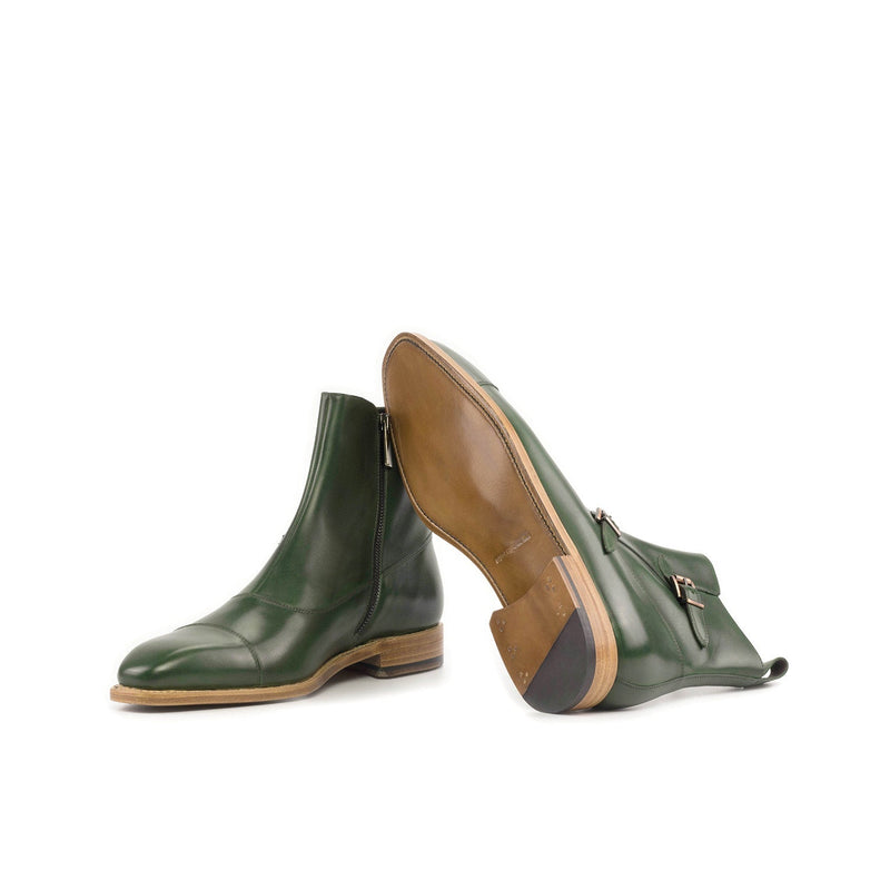 Ambrogio Bespoke Men's Shoes Green Calf-Skin Leather Octavian Buckle Boots (AMB2314)-AmbrogioShoes