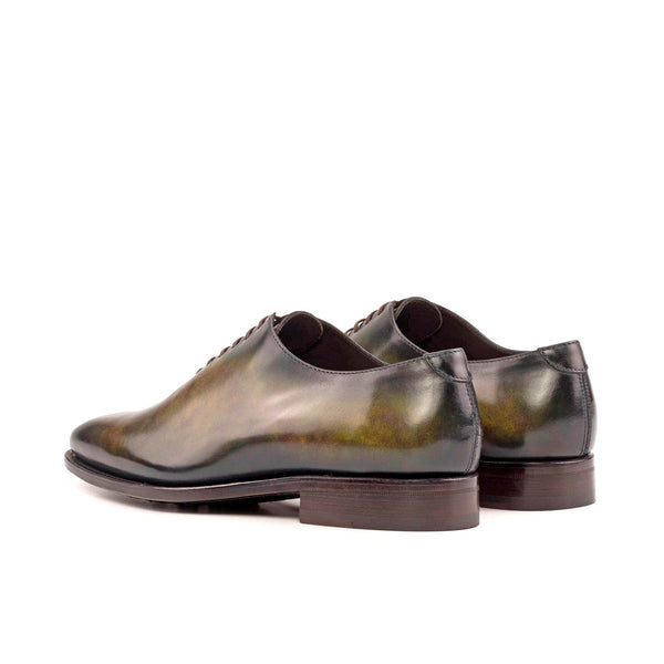 Ambrogio Bespoke Men's Shoes Green Patina Leather Whole Cut Oxfords (AMB2295)-AmbrogioShoes