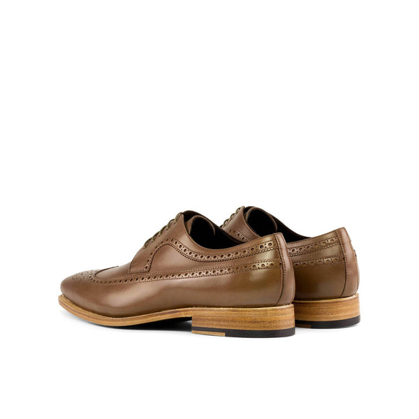 Ambrogio Bespoke Men's Shoes Light Brown Calf-Skin Leather Longwing Blucher Derby Oxfords (AMB2310)-AmbrogioShoes