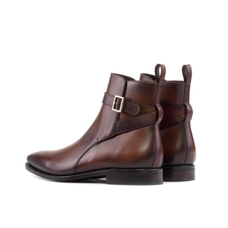 Ambrogio Bespoke Men's Shoes Mid Brown Calf-Skin Leather Jodhpur Boots (AMB2396)-AmbrogioShoes
