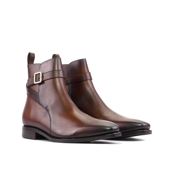 Ambrogio Bespoke Men's Shoes Mid Brown Calf-Skin Leather Jodhpur Boots (AMB2396)-AmbrogioShoes