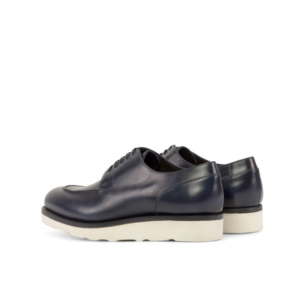 Ambrogio Bespoke Men's Shoes Navy Calf-Skin Leather Derby Split-Toe Oxfords (AMB2303)-AmbrogioShoes