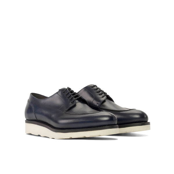 Ambrogio Bespoke Men's Shoes Navy Calf-Skin Leather Derby Split-Toe Oxfords (AMB2303)-AmbrogioShoes