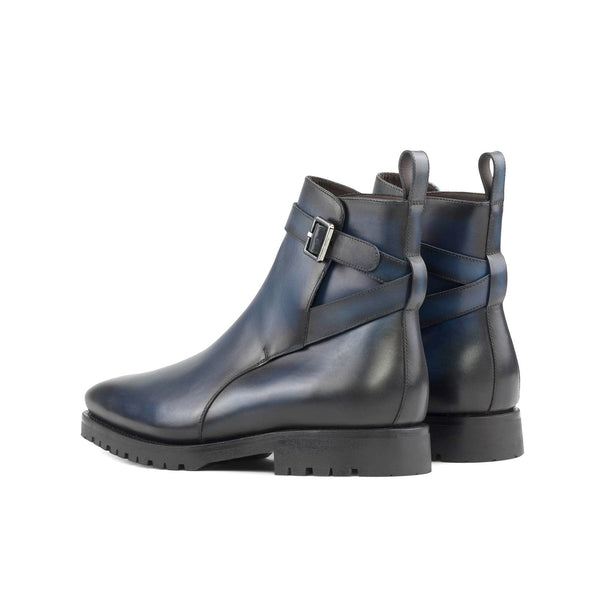 Ambrogio Bespoke Men's Shoes Navy Calf-Skin Leather Jodhpur Boots (AMB2294)-AmbrogioShoes
