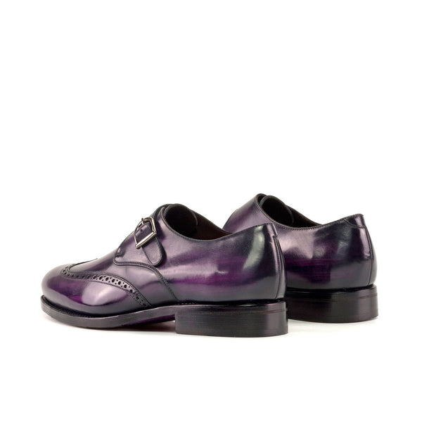 Ambrogio Bespoke Men's Shoes Purple Patina Leather Monk-Strap Loafers (AMB2380)-AmbrogioShoes