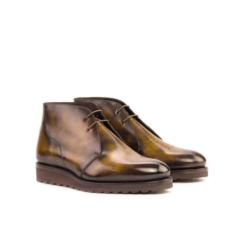 Ambrogio Bespoke Men's Shoes Tobacco Patina Leather Chukka Boots (AMB2286)-AmbrogioShoes