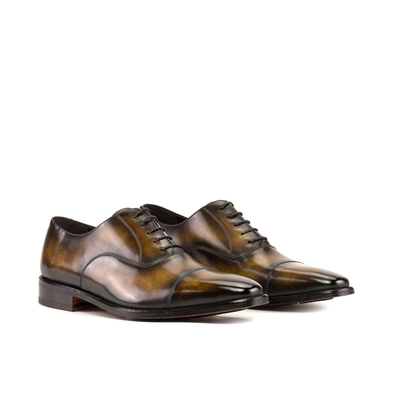 Ambrogio Bespoke Men's Shoes Tobacco Patina Leather Oxfords (AMB2344)-AmbrogioShoes