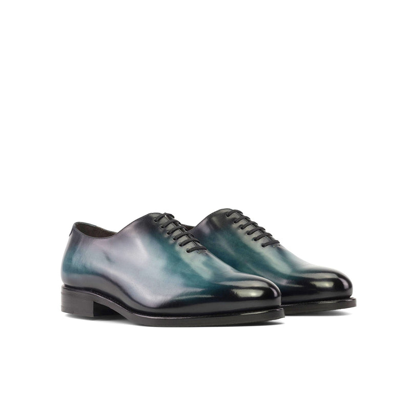 Ambrogio Bespoke Men's Shoes Turquoise Patina Leather Wholecut Oxfords (AMB2325)-AmbrogioShoes