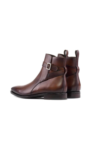 Ambrogio Bespoke Mid Brown Leather Jodhpur Boots (AMB2396)-AmbrogioShoes