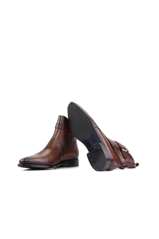 Ambrogio Bespoke Mid Brown Leather Jodhpur Boots (AMB2396)-AmbrogioShoes
