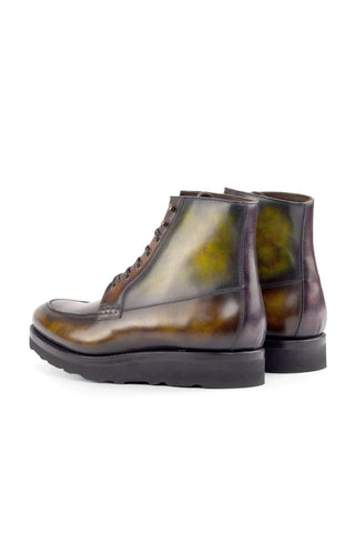 Ambrogio Bespoke Multi-Color Calf-Skin / Patina Leather Moccasin Boots (AMB2261)-AmbrogioShoes
