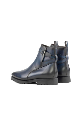 Ambrogio Bespoke Navy Leather Jodhpur Boots (AMB2294)-AmbrogioShoes