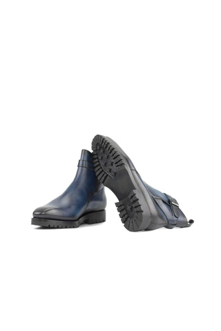 Ambrogio Bespoke Navy Leather Jodhpur Boots (AMB2294)-AmbrogioShoes