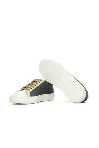 Ambrogio Bespoke Nude, White & Gray Nappa / Woven Leather Casual Sneakers (AMB2416)-AmbrogioShoes