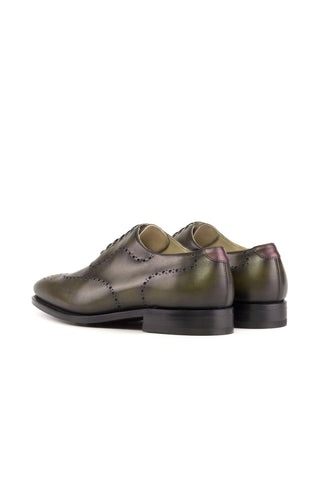 Ambrogio Bespoke Olive Green Leather Whole-Cut Oxfords (AMB2427)-AmbrogioShoes