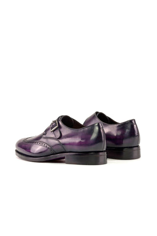 Ambrogio Bespoke Purple Patina Leather Monk Strap (AMB2380)-AmbrogioShoes
